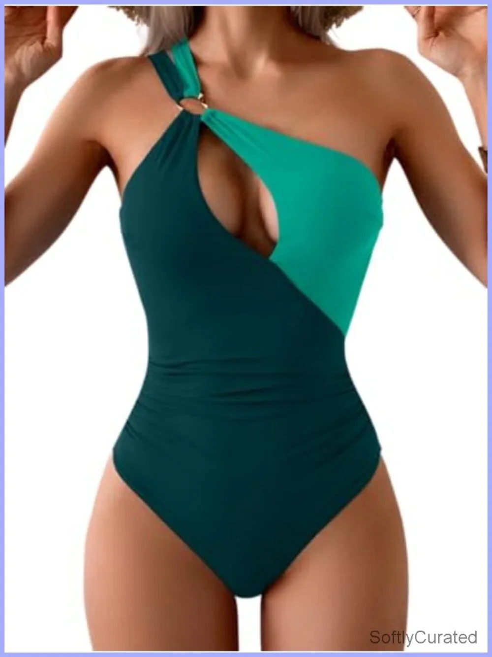 One Shoulder One Piece Swimsuit Cutout Tummy Control Bathing Suit